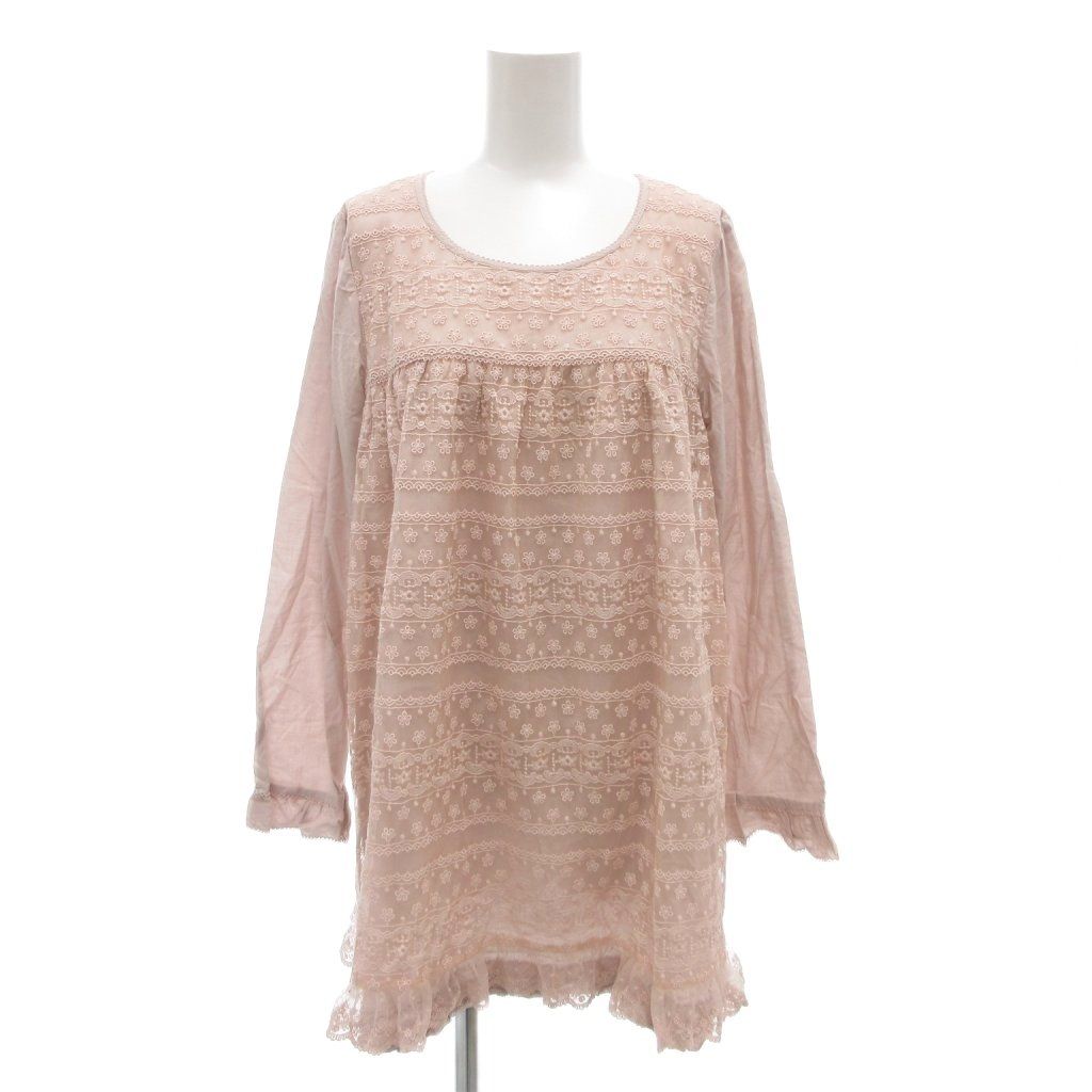 ピンクハウス PINK HOUSE ブラウス シャツ プルオーバー 長袖 レース 花柄 刺繍 ピンク AE