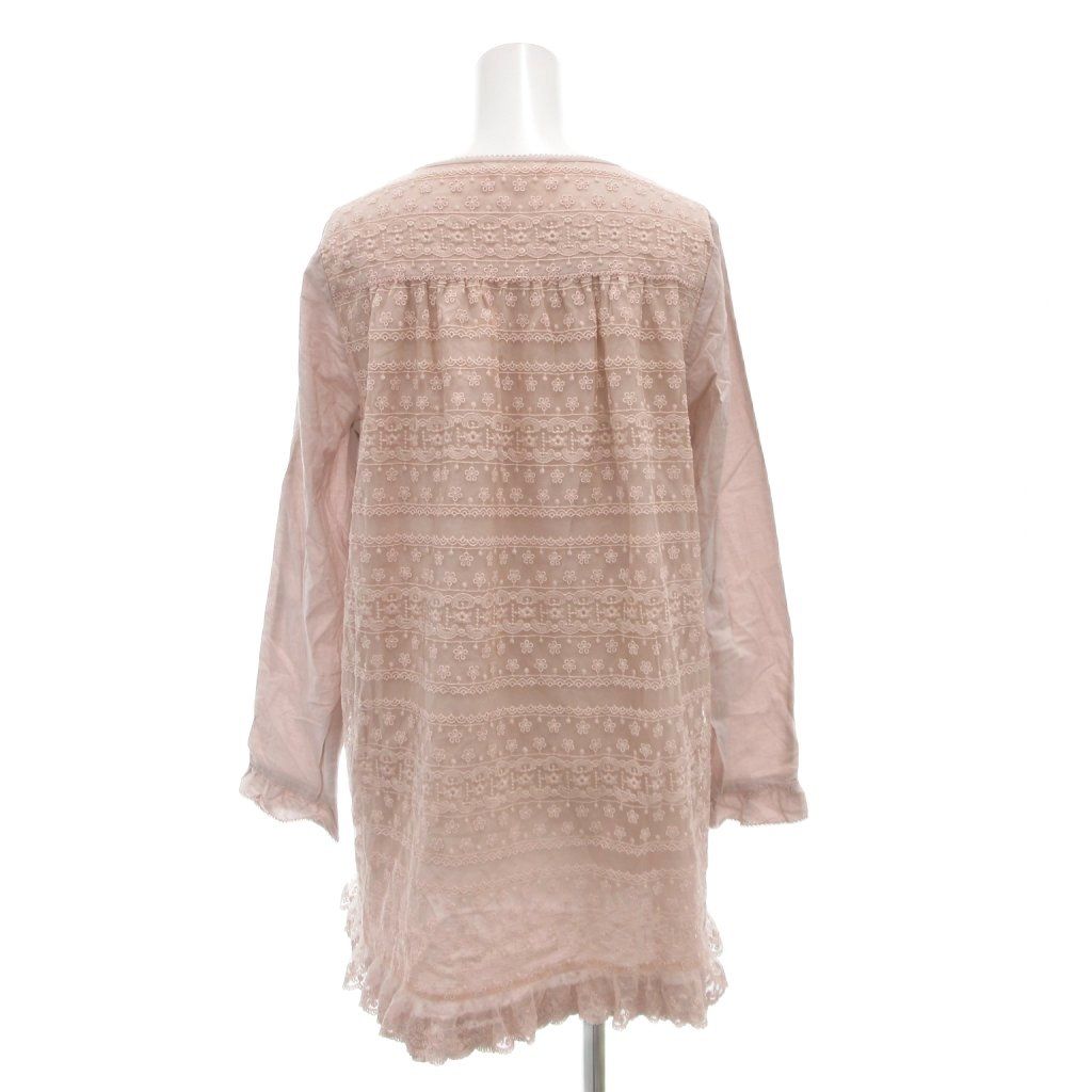 ピンクハウス PINK HOUSE ブラウス シャツ プルオーバー 長袖 レース 花柄 刺繍 ピンク AE