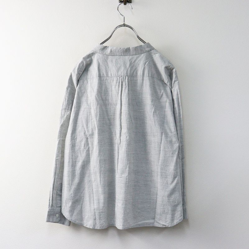 ハウス HUIS 遠州織物 U102 コードレーンワイドブラウス F‖ライトグレー トップス シャツ 前開き 長袖 チェック柄 2400014675702