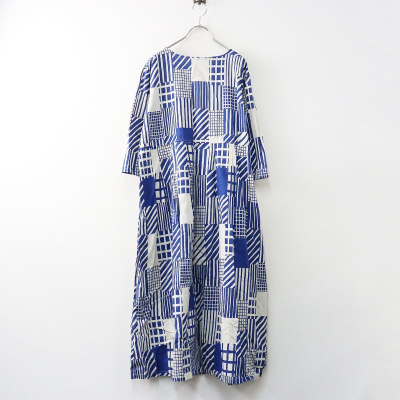 グランマママドーター GRANDMA MAMA DAUGHTER ROJIタックワンピース 2 ブルー┃路地柄 旅柄 2400014678079
