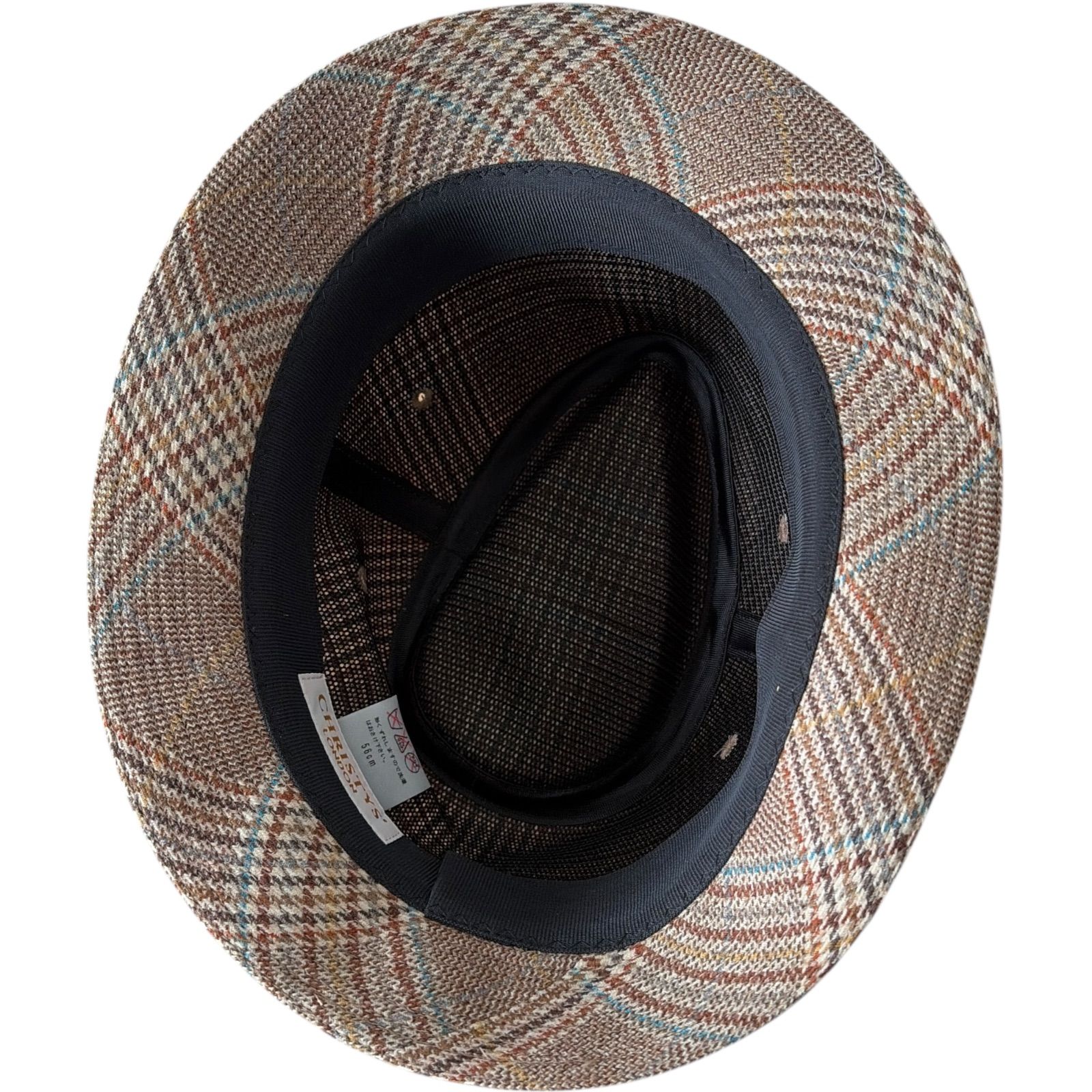 RE 329 LONDON クリスティーズロンドン ハット 英国製 56 cm イギリス製 帽子 中折れ レディース メンズ ブラウン 茶色 チェック