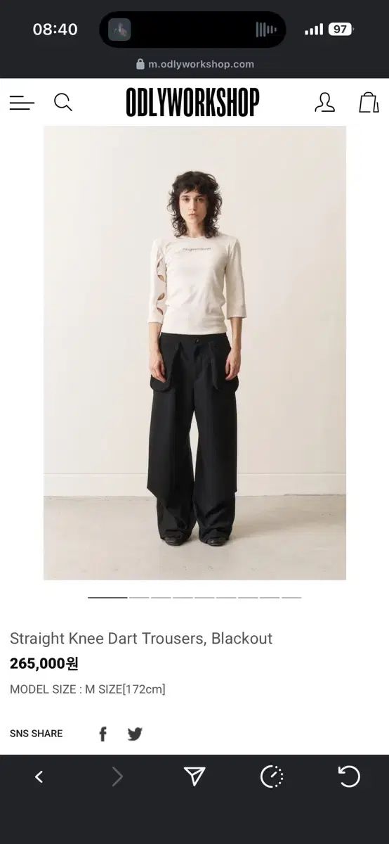 ODLY ストライプ パンツ black xs