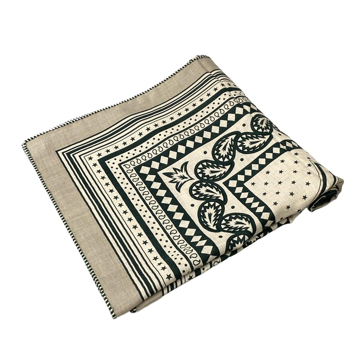 エルメス ストール ショール カレ140|カレジェアン ベージュ×カーキ LES ROUES DE PHAETON|四輪馬車の車輪 カシミヤ シルク