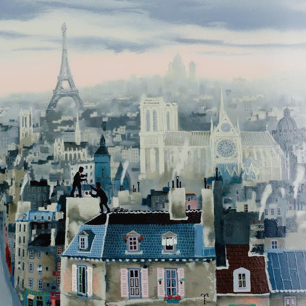 パリの眺め　ミッシェル・ドラクロワ ミッシェル・ドラクロワ「パリの眺め」シルクスクリーン :: 絵画買取