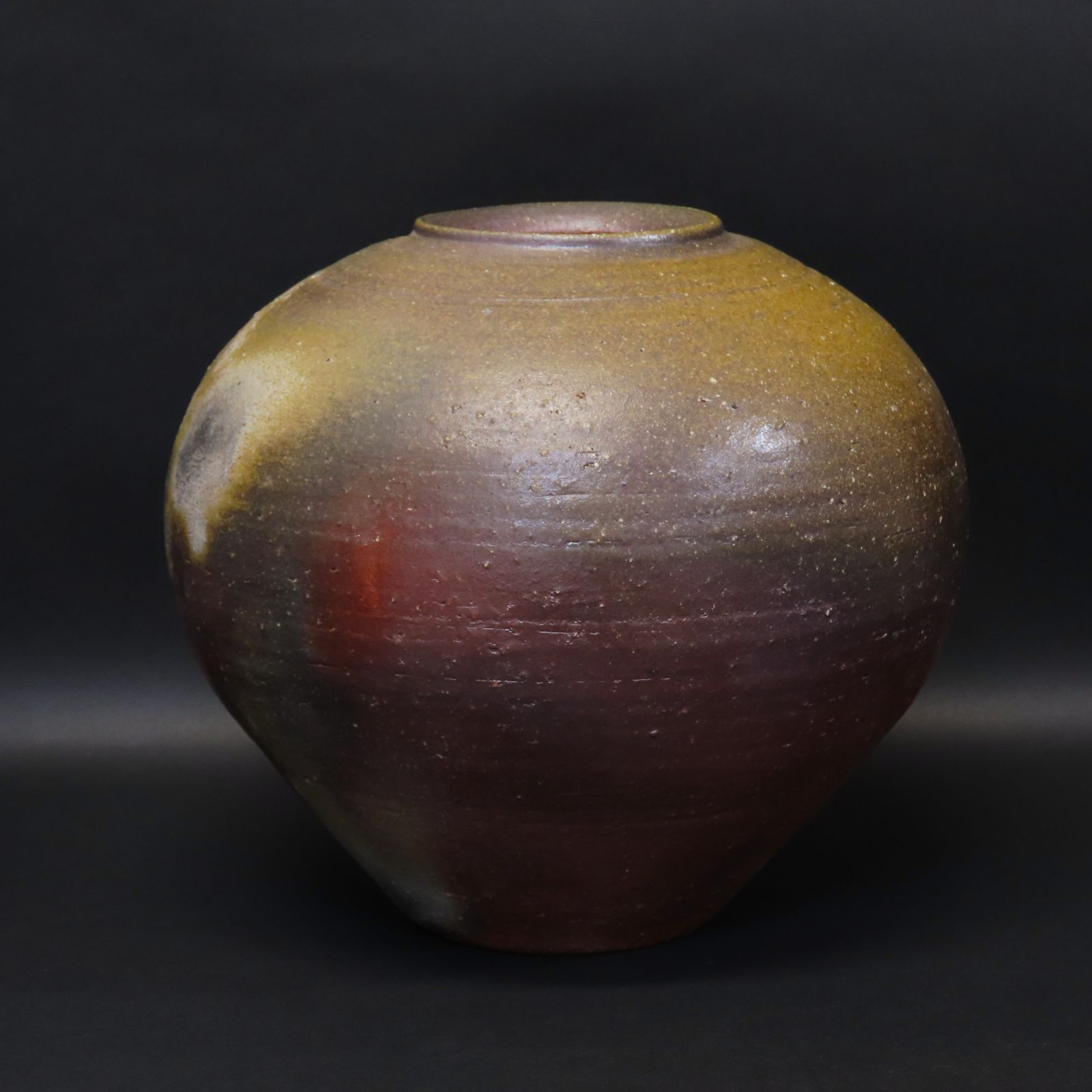02s41 美品 森神仙 真作保証 備前焼 備前壺 高さ25cm 在銘 共箱