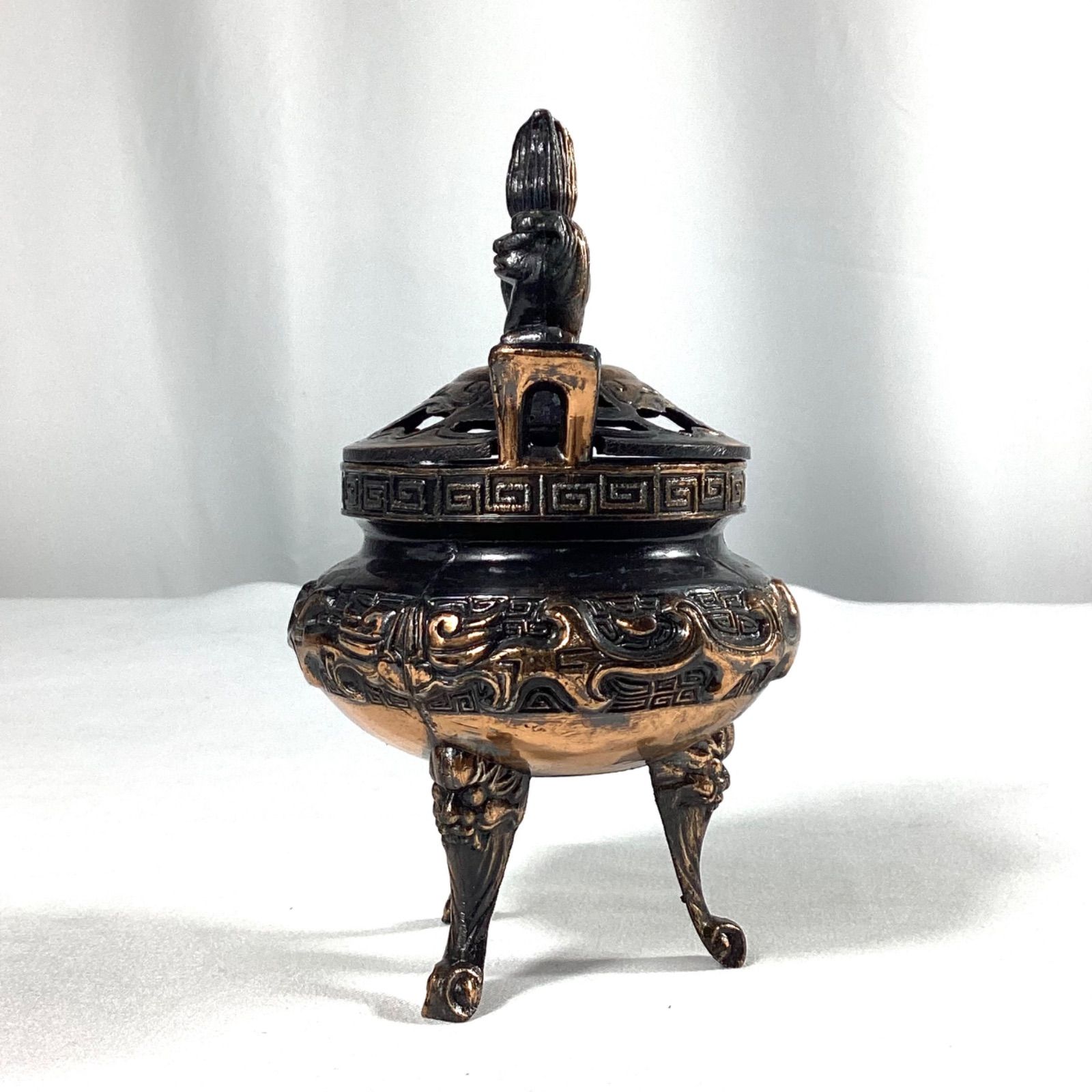 亜鉛合金製 銅鍍金 香炉 獅子 アンティーク ヴィンテージ 置物 - メルカリ