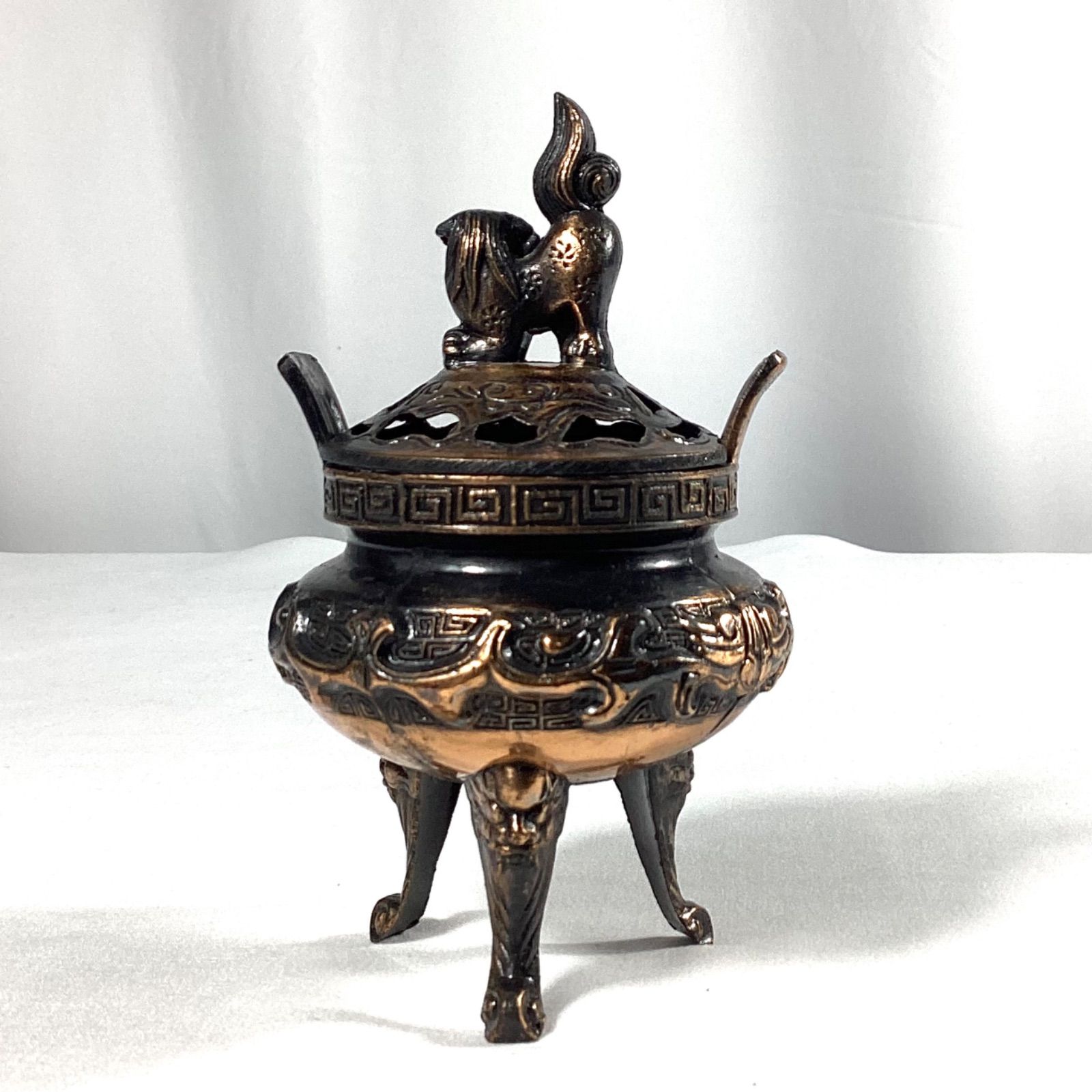 亜鉛合金製 銅鍍金 香炉 獅子 アンティーク ヴィンテージ 置物 - メルカリ