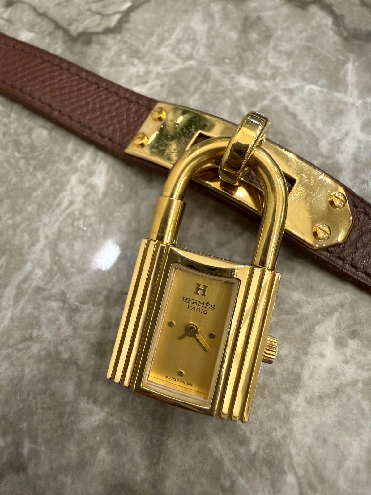 極美品！電池交換済み！エルメス　ケリーウォッチ HERMES ブラウン　ゴールド OPEN SALE開催中！】美品！電池交換済み！エルメス ケリーウォッチ
