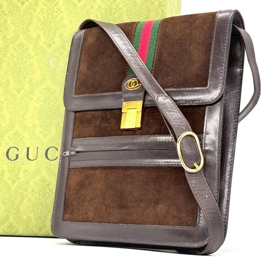 時を重ねて輝く 格の象徴 GUCCI グッチ ショルダーバッグ スエード シェリーライン ヴィンテージ ゴールド金具 ブラウン