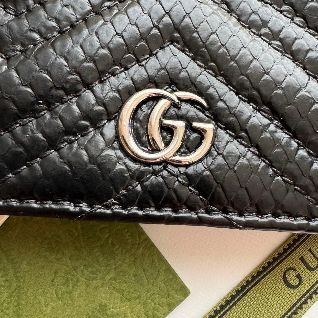422 美品 GUCCI グッチ マーモント 2つ折り財布 グッチ 二つ折り財布（札入れ） 財布 メンズ GGマーモント ブラック