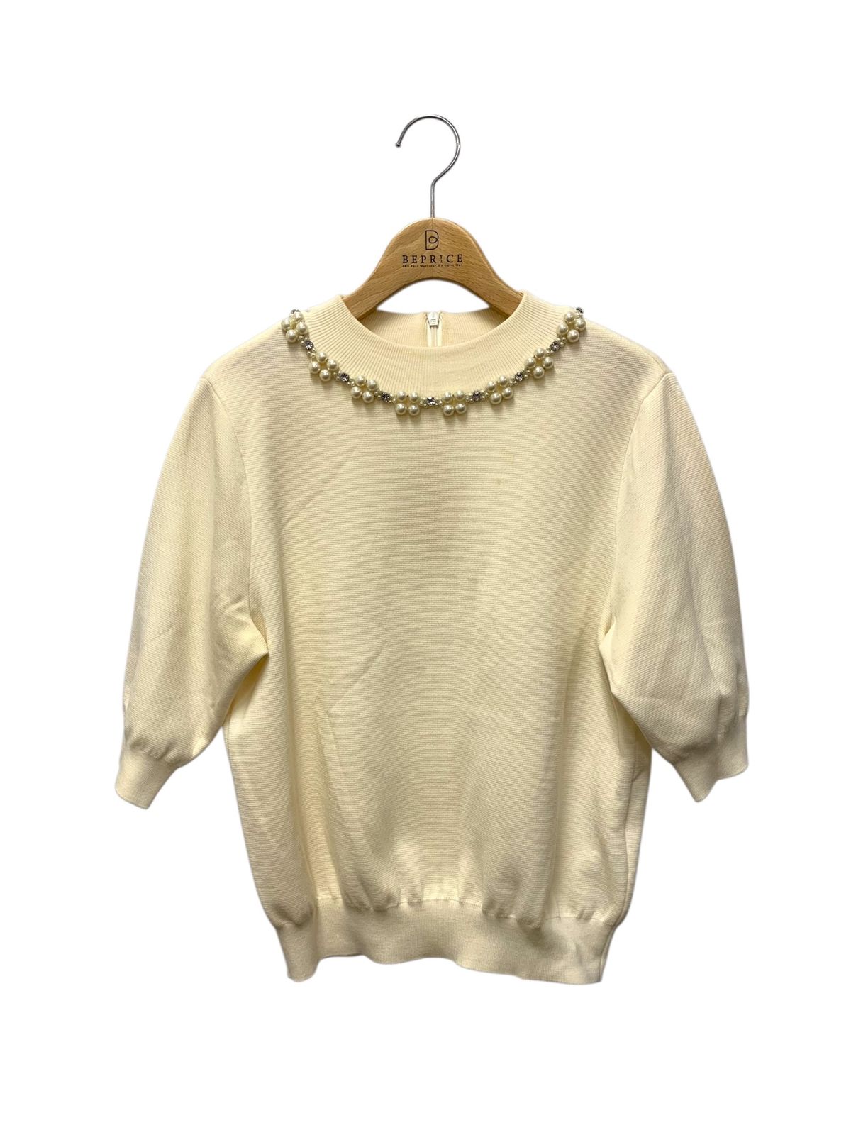 フォクシーブティック Carusel カルーセル 43929 ニット 40 アイボリー ウール パールビジュー IT55RUCVQYWF