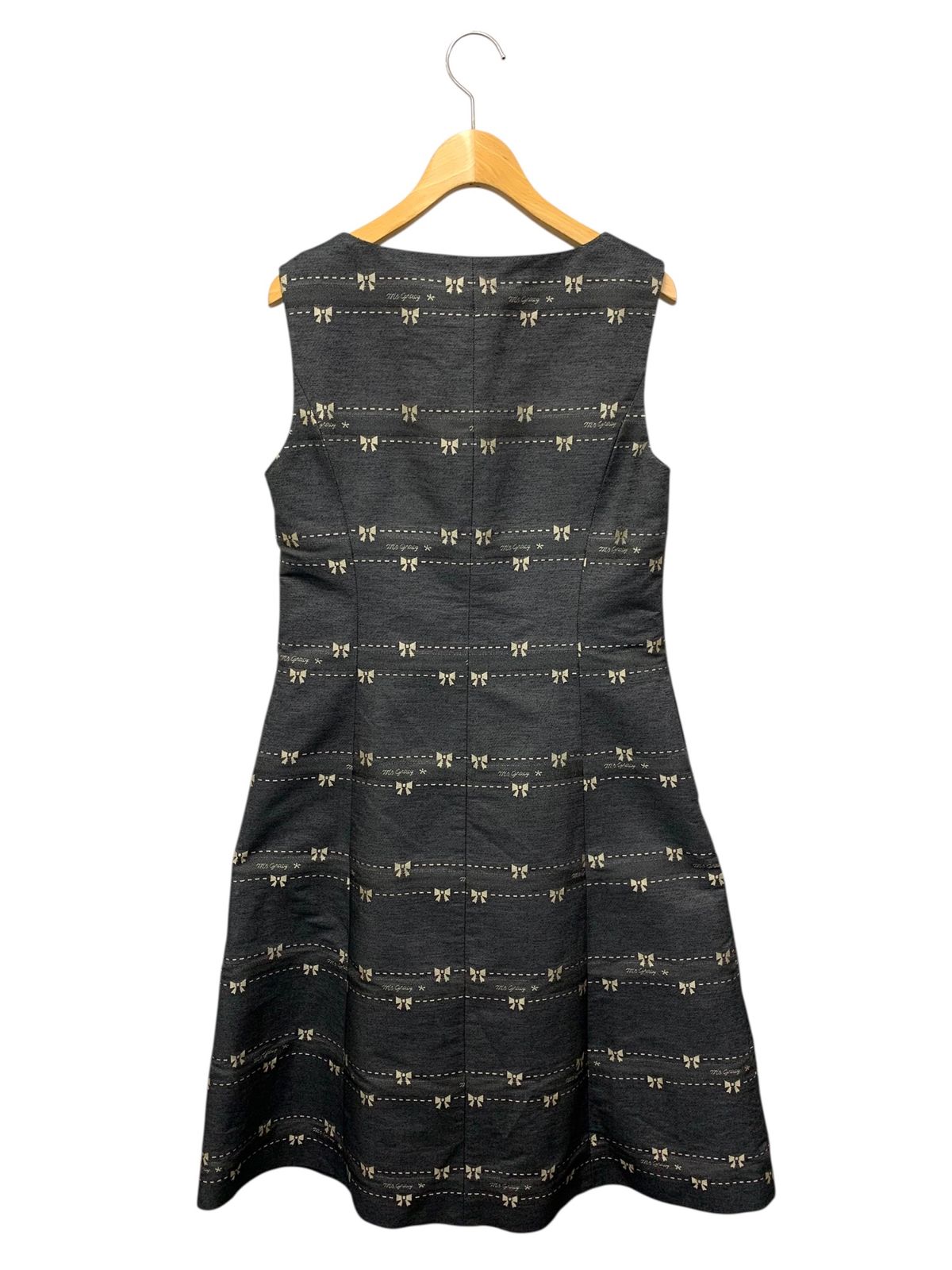 エムズグレイシー 511114 ワンピース 38 ネイビー リボン センタージップ