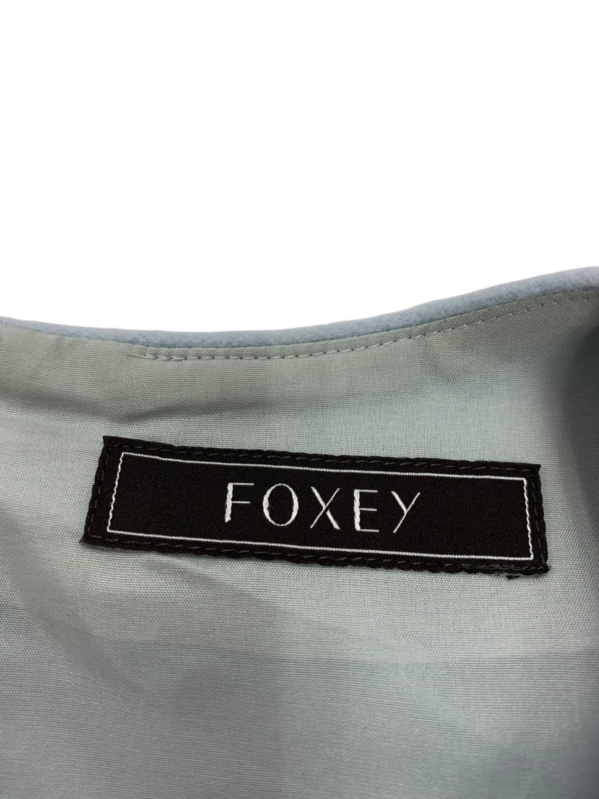  フォクシーブティック Lilla リラ 43650 ワンピース 40 ブルー カシミヤ ノースリーブ ひざ丈ワンピース