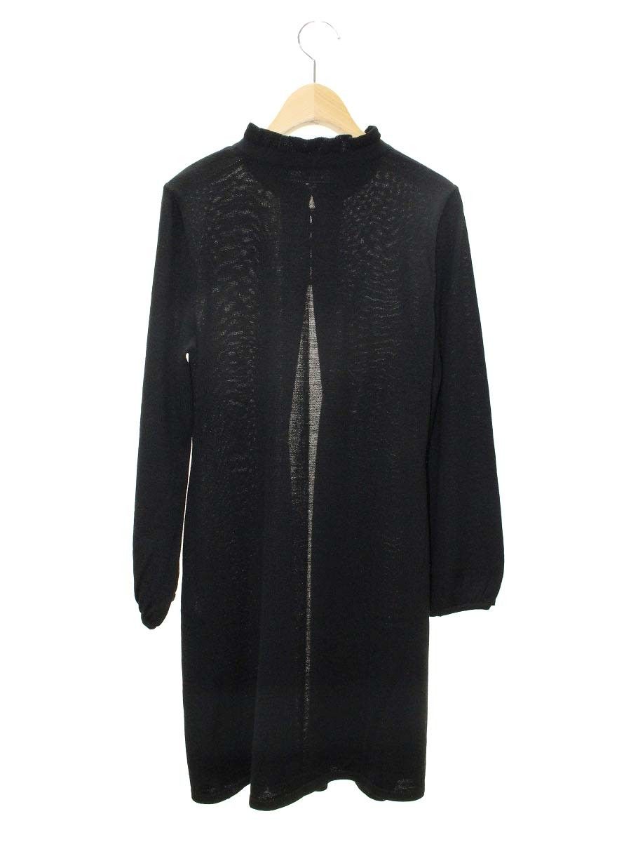エムズグレイシー 118522 カーディガン 38 ブラック フリル パールボタン ロング ITOS60A3RB0Y