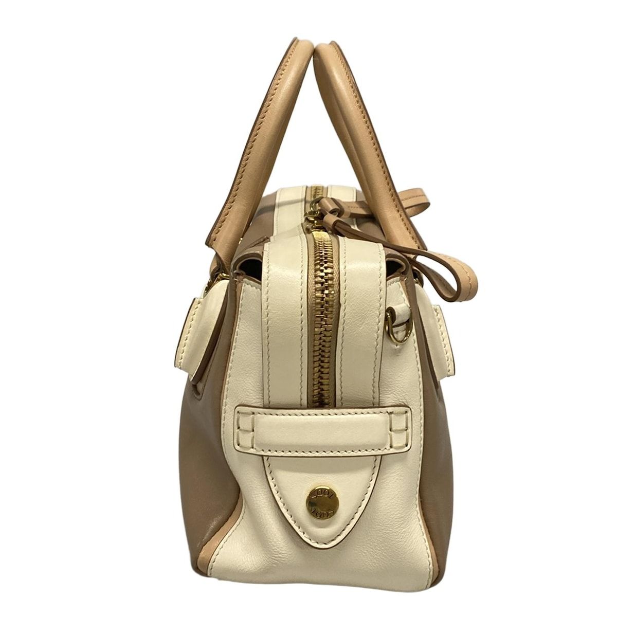 TOD S トッズ ハンドバッグ Dスタイリングミニ ベージュ×アイボリー レザー