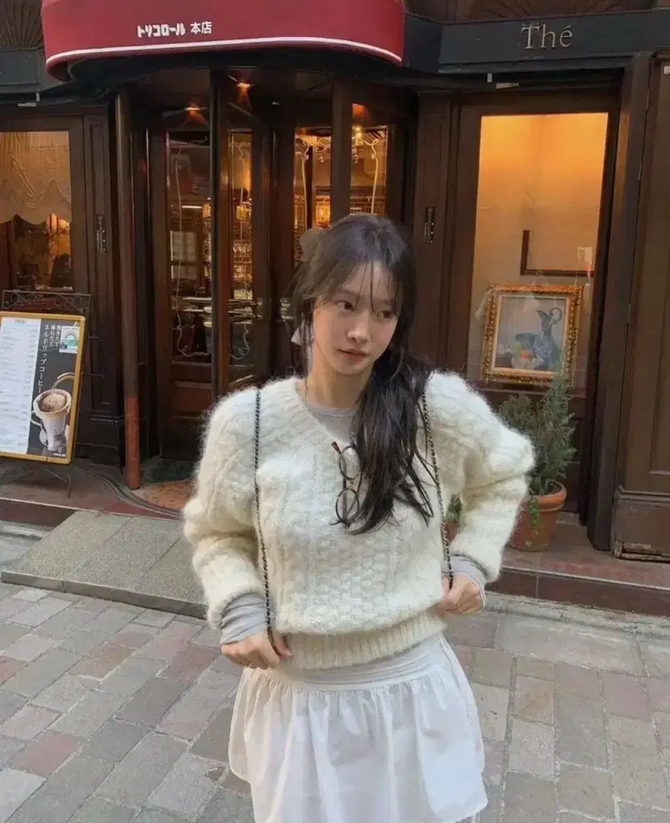 リズ leeds ピーナッツ ケーブル ニット アイボリー