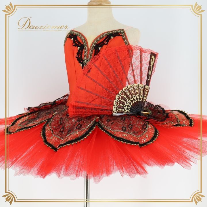 バレエ 衣装 チュチュ キトリ パキータ 扇子 小物 コンクール ドン キホーテ 赤 ジュニア 子供 発表会 刺繍 装飾 レッド系 バレエ衣装 チュチュ子供用 発表会用衣装 ドン キホーテ衣装 扇子付き衣装 キトリ衣装 パキータ衣装 ジュニアバレエ 衣装