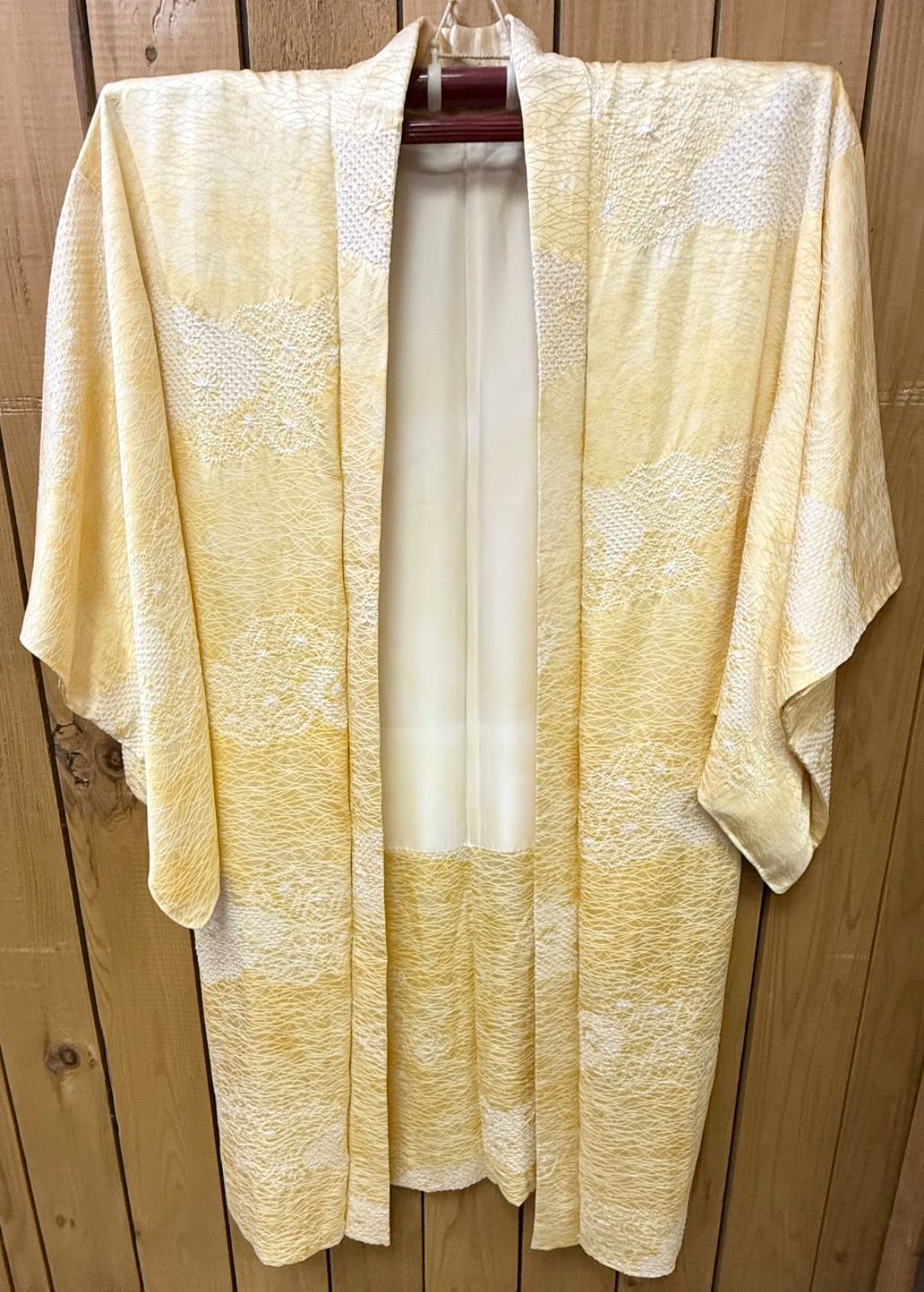 豪華絢爛 華麗 黄絞り長羽織 身丈114 cm裄丈70 cm袖丈50 cm正絹袷