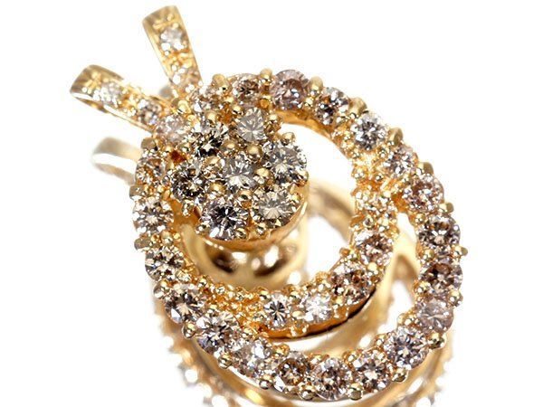 ジュエリー お洒落回転デザイン輝く 天然ダイヤモンド1.00 ct K 18 YGペンダントヘッド h 7973 um