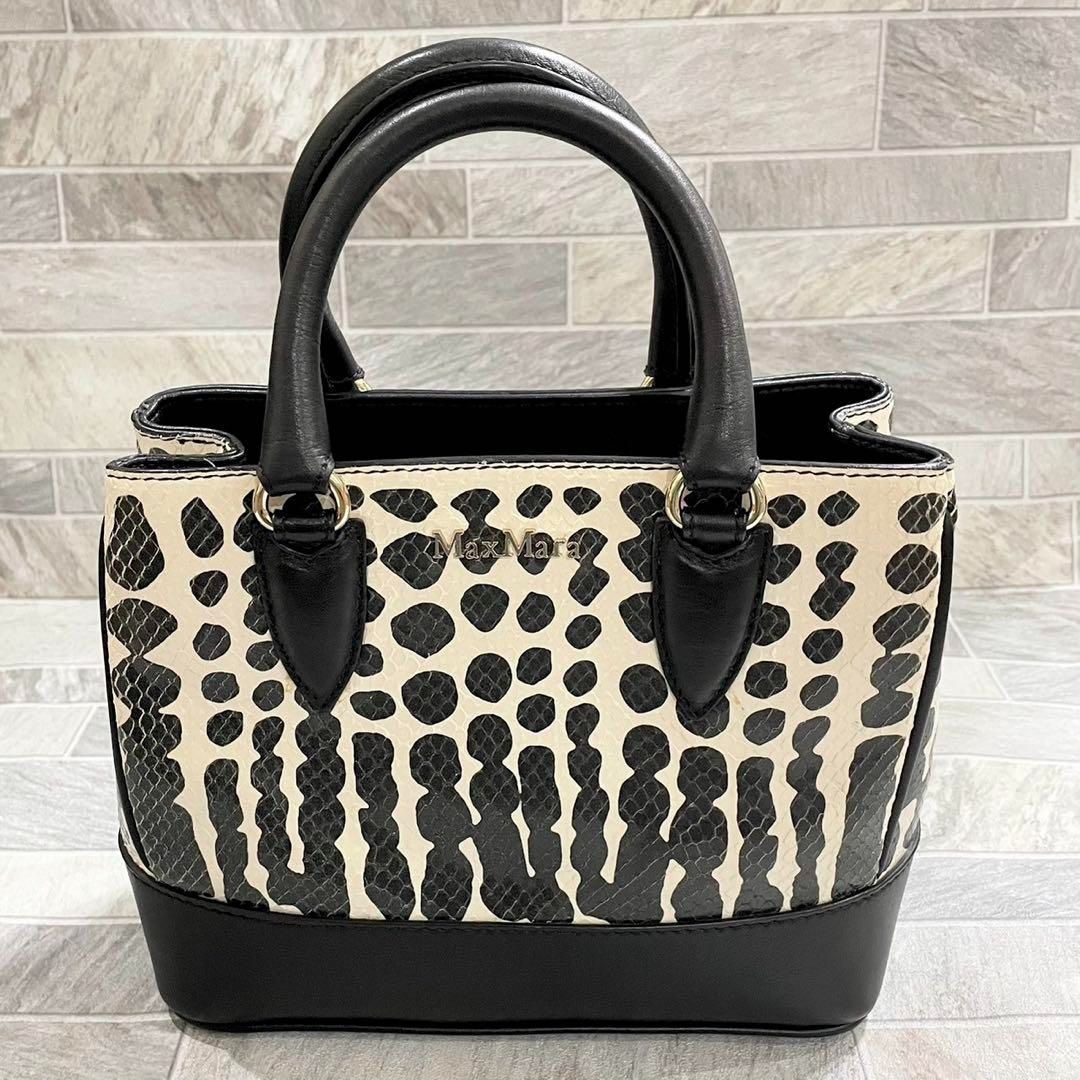 MaxMara マックスマーラ ハンドバッグ ショルダーバッグ 2way 牛革 蛇柄 へび革
