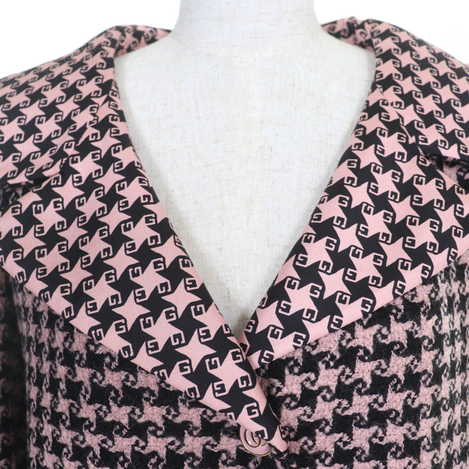 未使用品☆GUCCI グッチ 674323 ウール GGボタン 千鳥格子柄