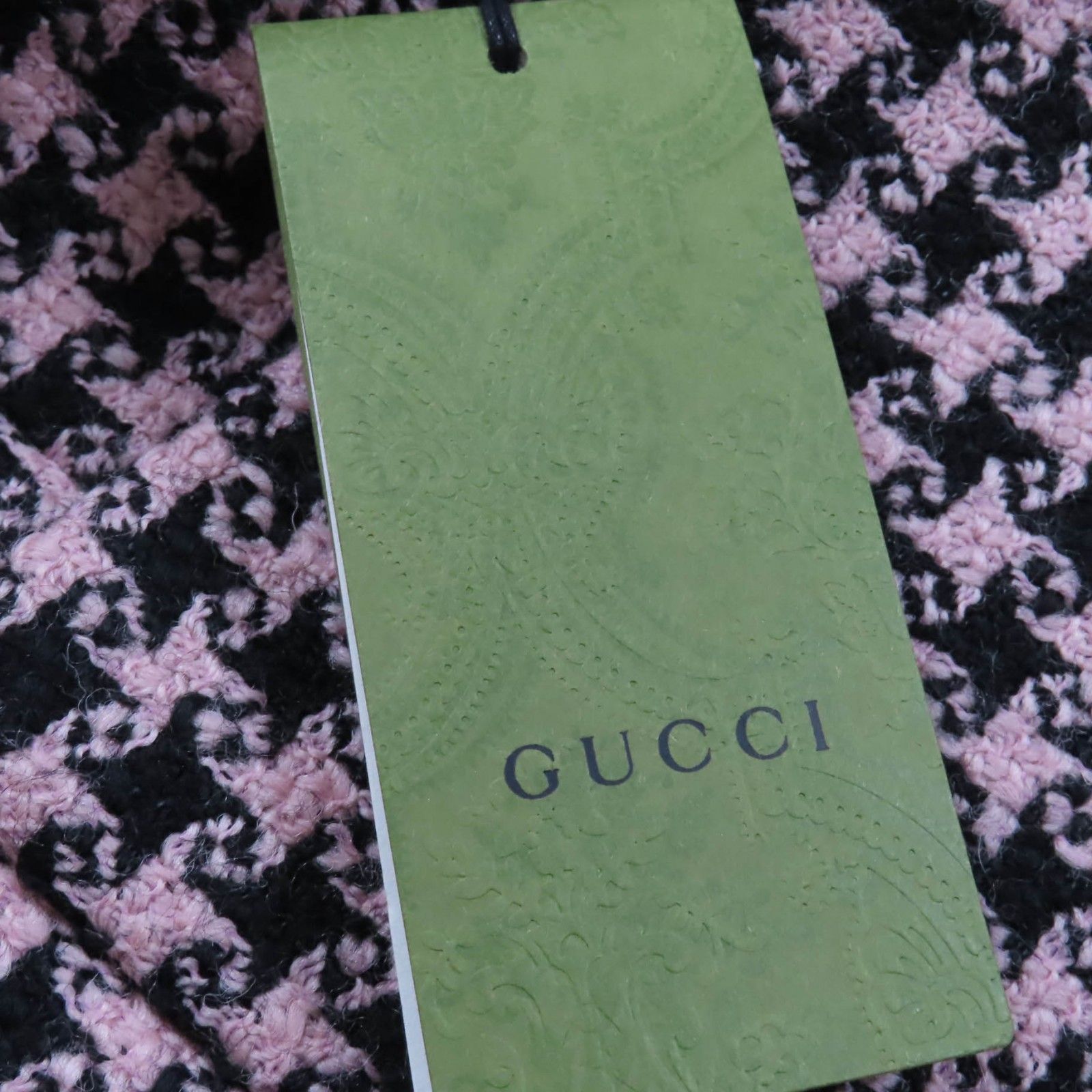 未使用品☆GUCCI グッチ 674323 ウール GGボタン 千鳥格子柄 ハンド
