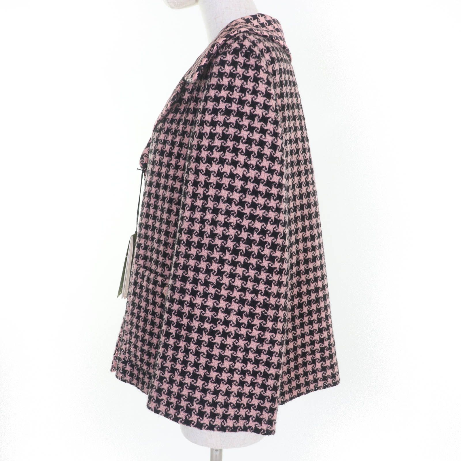 未使用品☆GUCCI グッチ 674323 ウール GGボタン 千鳥格子柄 ハンド