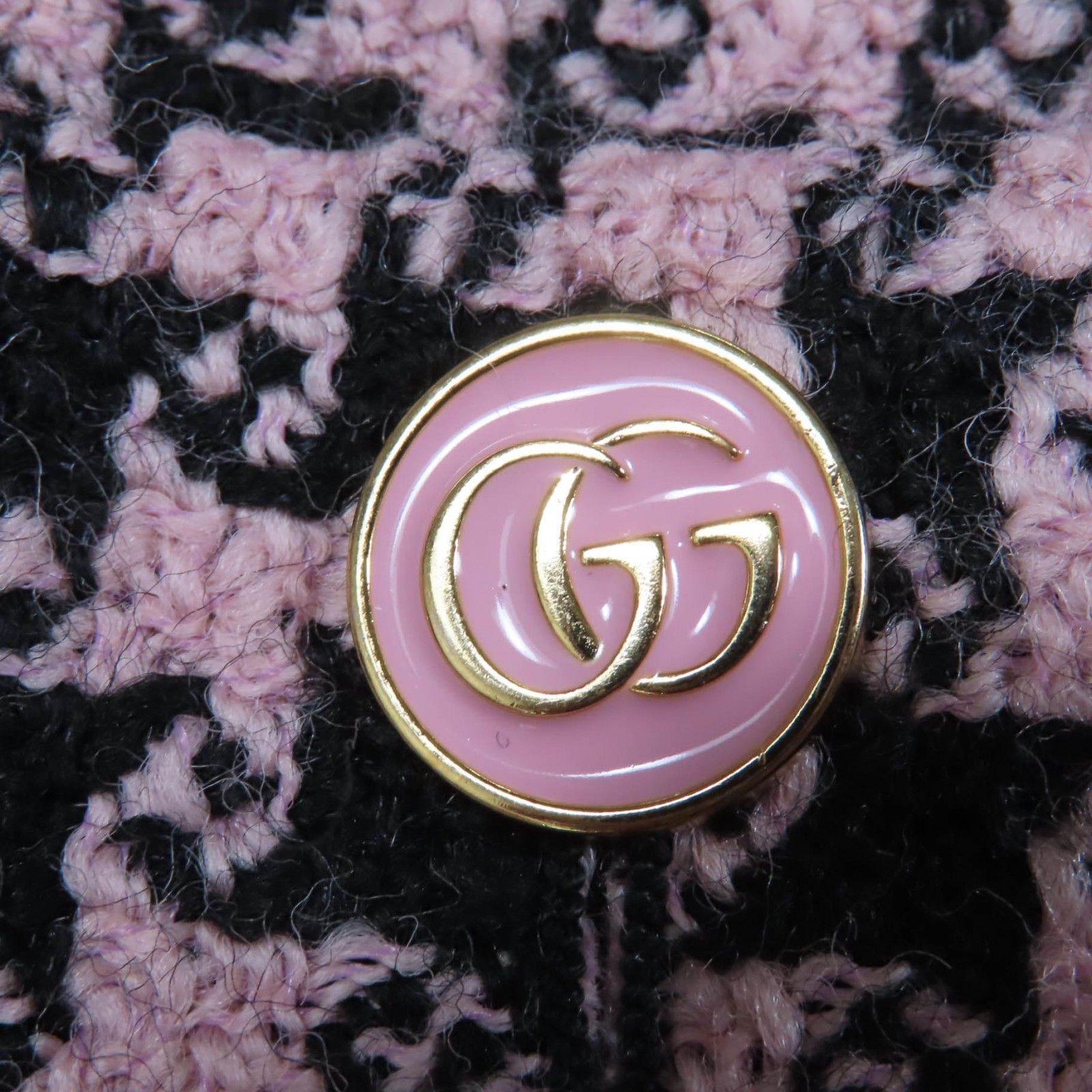 未使用品☆GUCCI グッチ 674323 ウール GGボタン 千鳥格子柄 ハンド