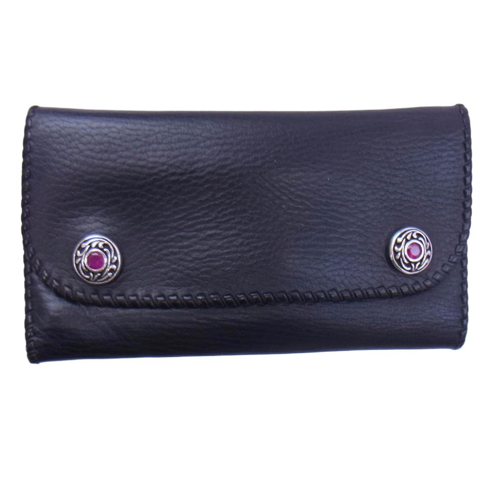 ヴァンアンバーグレザーズ VAN AMBURG LEATHERS 三つ折り レザー ロング ウォレット 財布 ブラック系