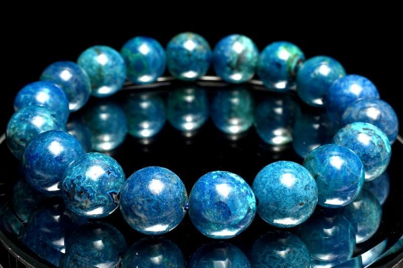 1点物 高発色 ペルー産 クリソコラ 11.5mm ブレスレット パワーストーン 天然石 _MC610
