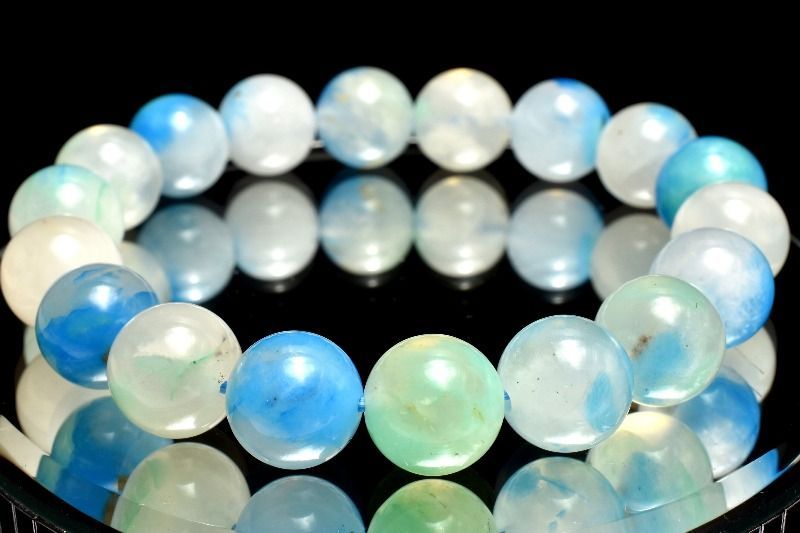 1点物 ペルー産 マーブル クリソコラシリカ 11.5mm ブレスレット パワーストーン 天然石 _MC639