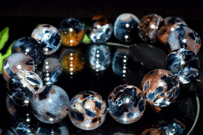 1点物 美しいマーブル色彩 ピーターサイト 14.5mm ブレスレット パワーストーン 天然石 _MC569