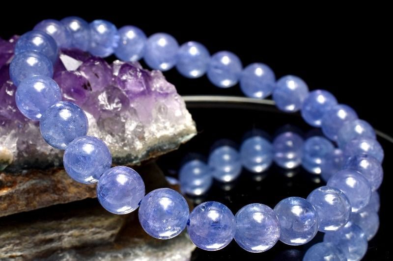 1点物 AAA 群青色の結晶 タンザナイト 7mm ブレスレット パワーストーン 天然石 _MC718