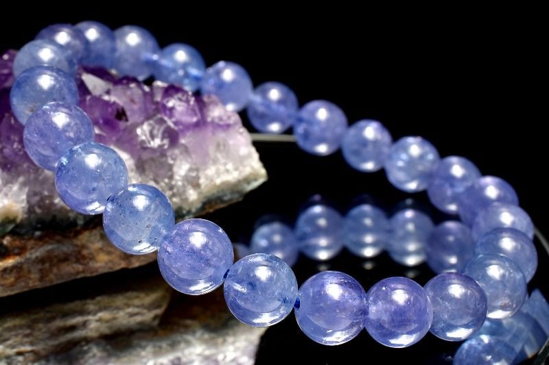 １点物 AAA 群青色の結晶 タンザナイト 7.5 mm ブレスレット パワーストーン 天然石 _MC 719