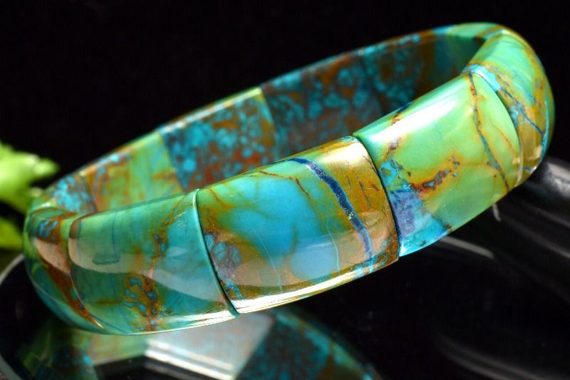 １点物 高発色 天然マーブル クリソコラ 20x15mm バングル パワーストーン 天然石 _MC725