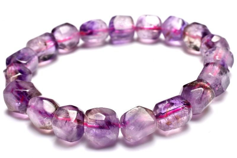 【１点物】内包の宝庫 スーパーセブンアメジスト　8-11x8-9mm　原石ラフカット ブレスレット パワーストーン 天然石 _MC579