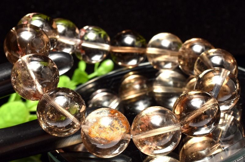  １点物 ライモナイト共生 スモーキー エレスチャルクォーツ 16 5 mm ブレスレット パワーストーン 天然石 _MC 478 ブレスレット バングル アクセサリー