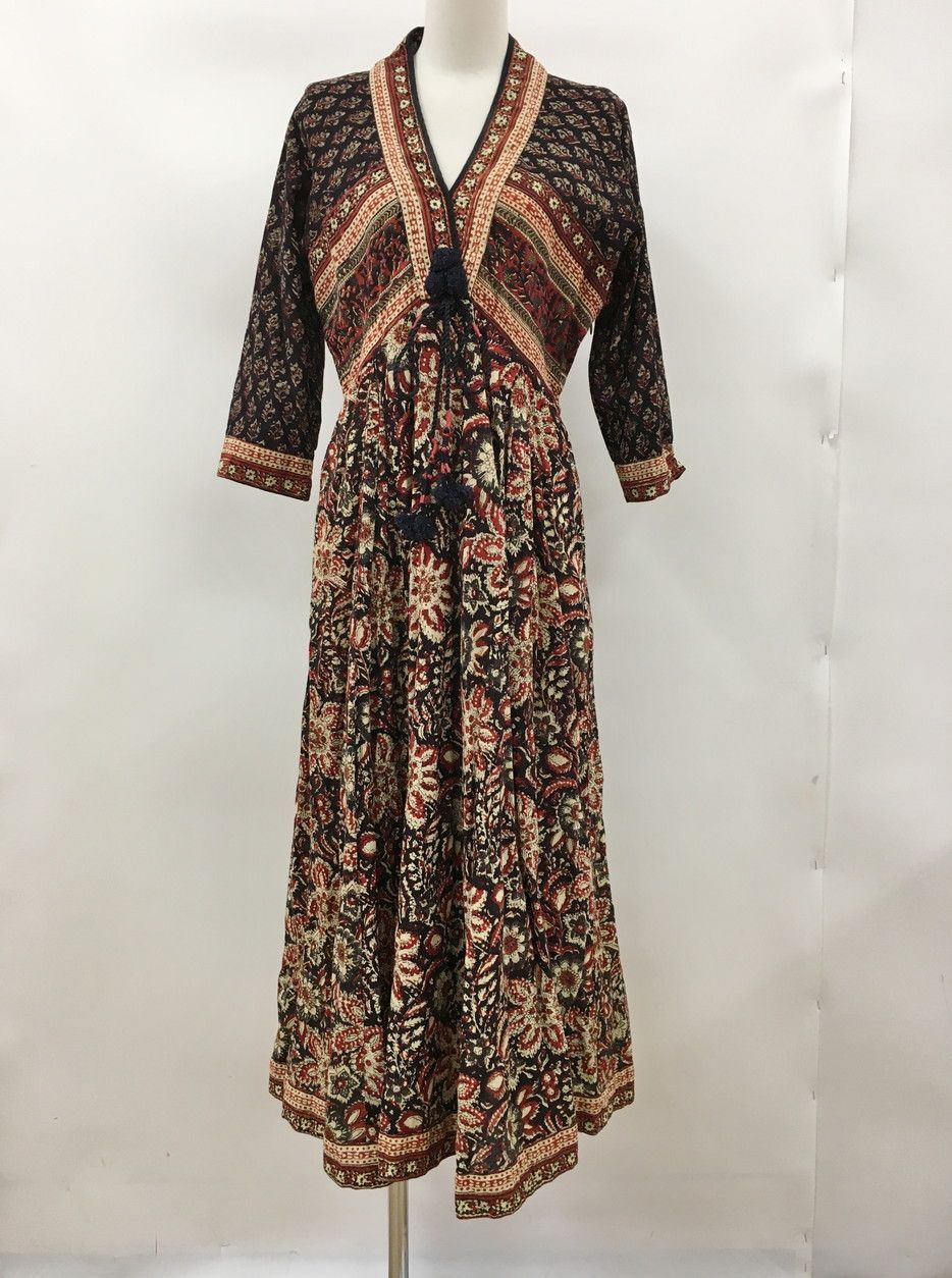 アノーキ ANOKHI ワンピース エスニック タックフレアロングワンピース