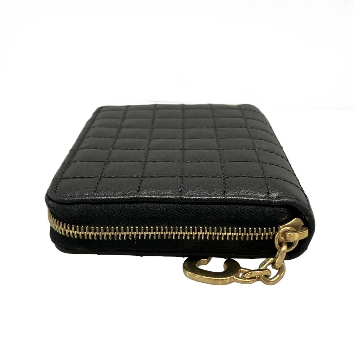 箱付き CELINE セリーヌ Cチャーム キルティングレザー ケース CELINE(セリーヌ) コインケース美品 Cチャーム 黒 キルティング