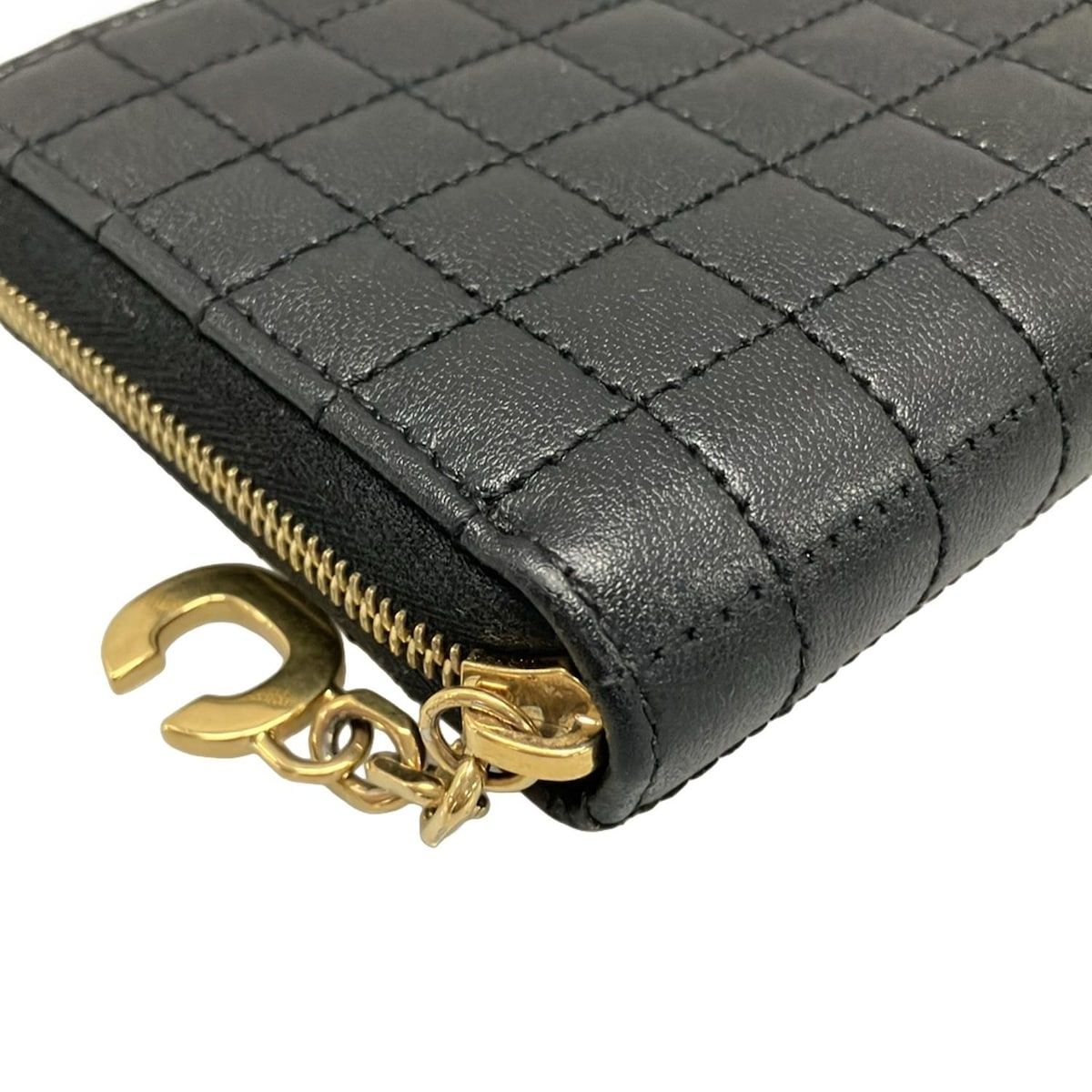 CELINE(セリーヌ) コインケース美品 Cチャーム 黒 キルティング