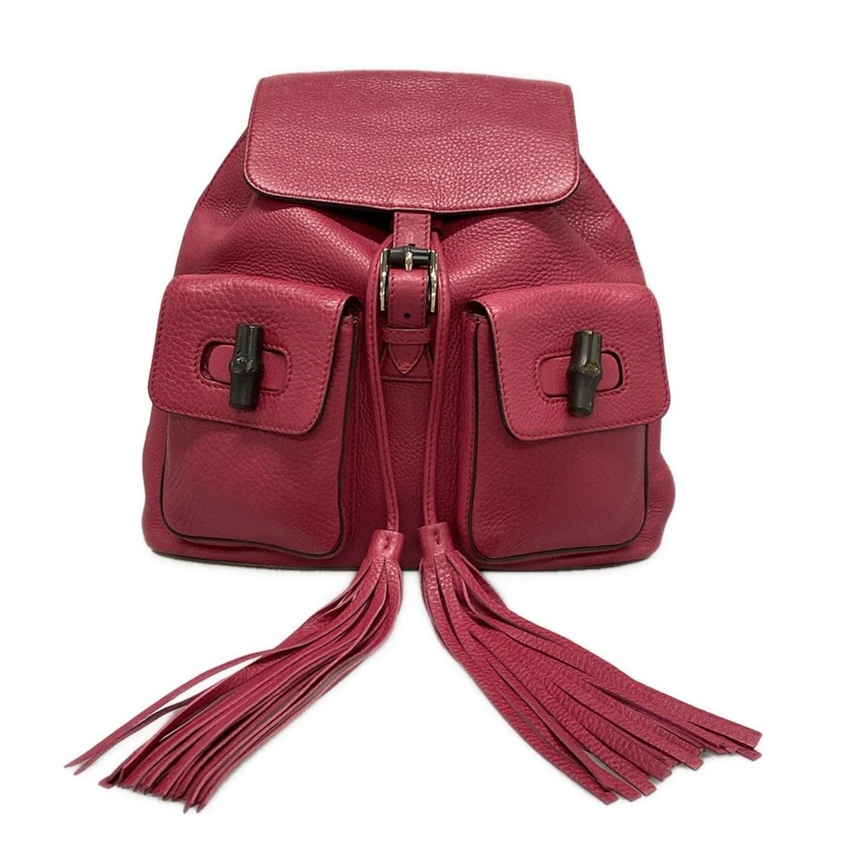 GUCCI グッチ リュックサック バンブー 370833 ピンク タッセル レザー