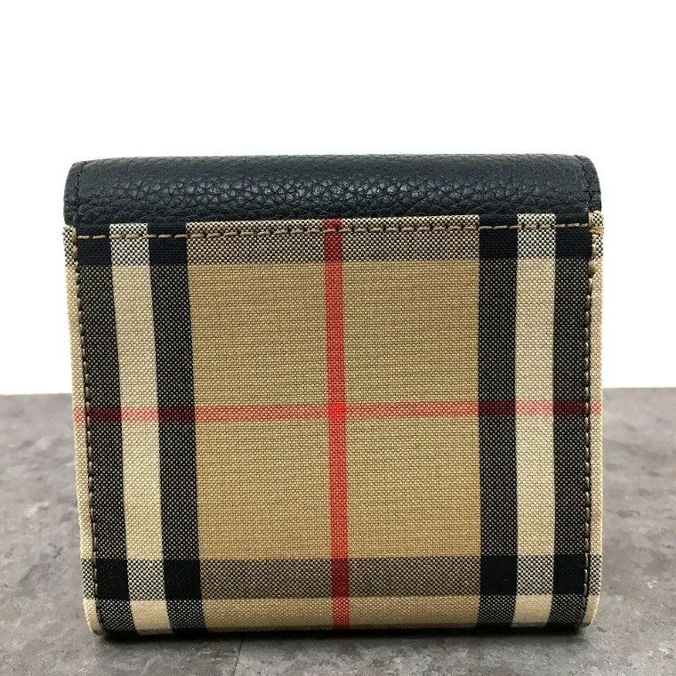 送料込み！ 極美品 BURBERRY 二つ折り財布 チェック ブラック 300