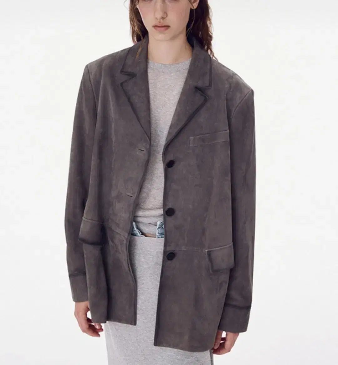 メゾン麻 3ボタン スウェード ジャケット