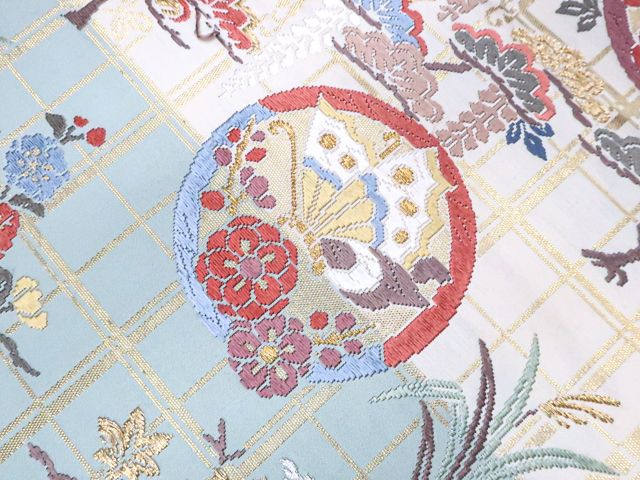 一輝堂】袋帯 六通柄 花・松・蝶 金糸 正絹 25b10-2060 - メルカリ