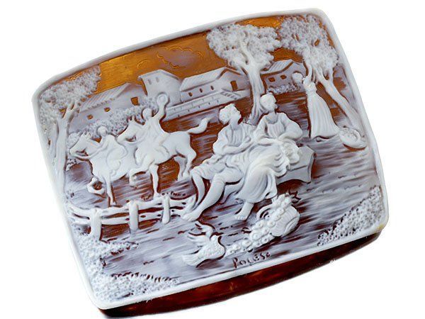 ジュエリー Amerigo Polese作 穏やかな風景 シェルカメオルース 75.5 mｍ×58.0ｍｍ a 2815 il