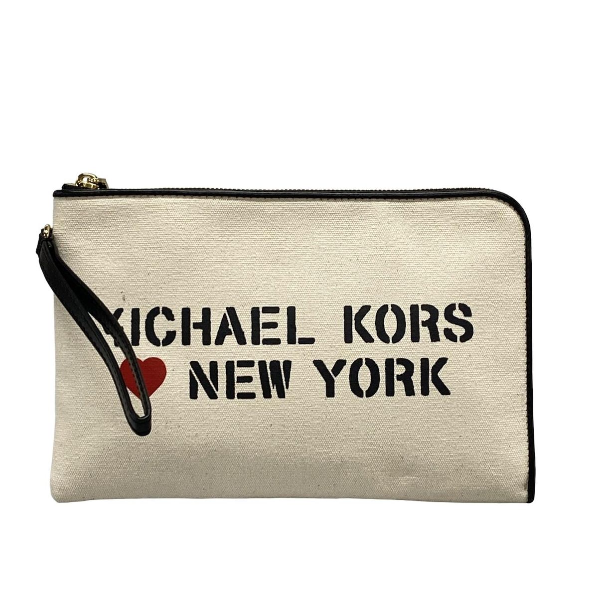MICHAEL KORS マイケルコース クラッチバッグ アイボリー 黒 レザー