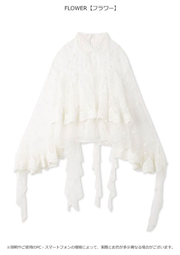 10 OFF スナイデル SNIDEL トップス 25秋冬 チュールエンブロイダリーレースブラウス ミドル丈 長袖 シアー 透け感 swfb255147