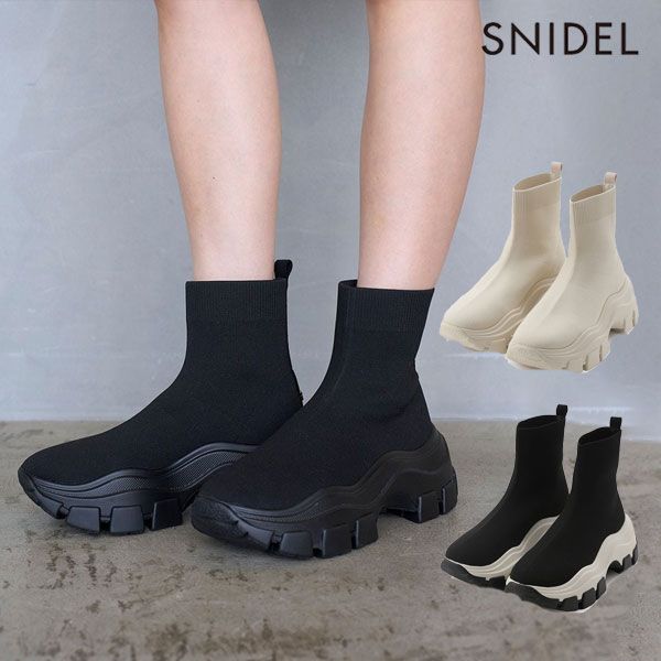 10 OFF スナイデル SNIDEL 靴 25秋冬 スニーカーソールショートブーツ ミドルカット ラバーブーツ swgs 255614