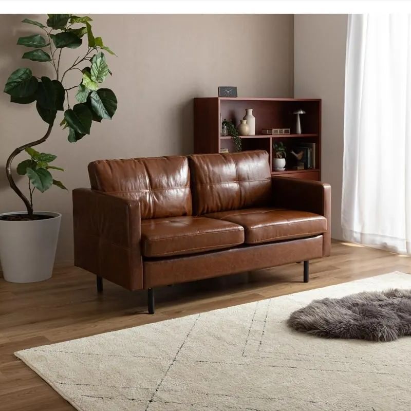  2人掛 ヴィンテージデザイン レザー調ソファ 幅１３５cm ソファ リビングソファ レザーソファ 1人暮らし 2人暮らし DINKS キッズソファ 2人掛け 3人掛けソファ ソファ ソファベッド