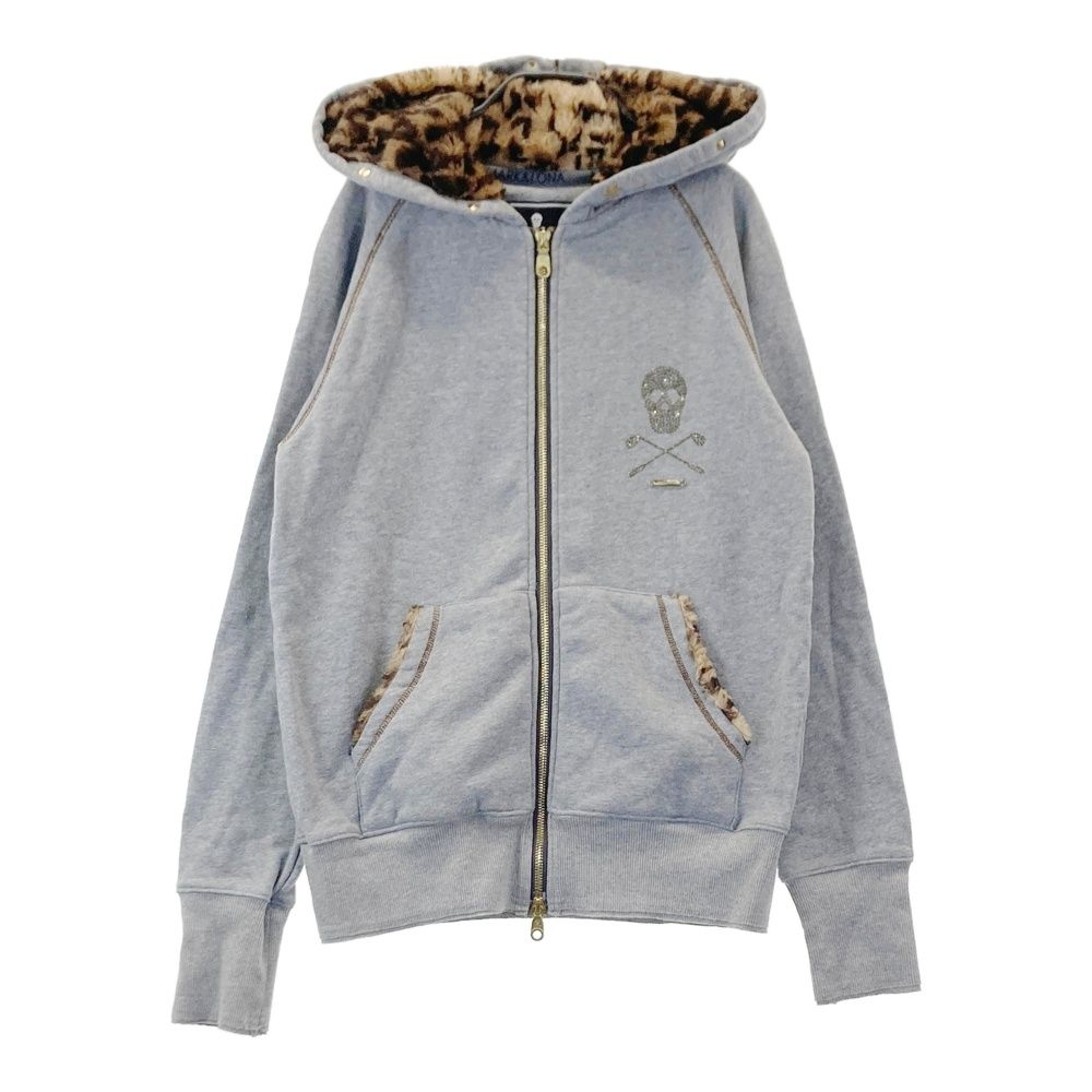 サイズ S MARK-LONA マークアンドロナ ファー切替 長袖ジップパーカー ヒョウ レオパード柄 グレー系 240101546297 ゴルフウェア レディース ストスト